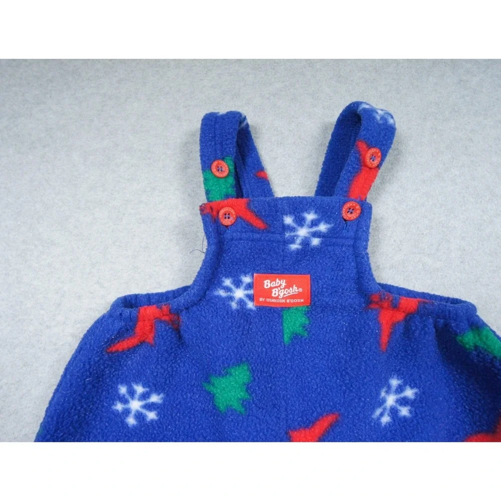 Vintage Baby Bgosh Overalls Kids 24M Blue Fleece Christmas Snowflake OshKosh